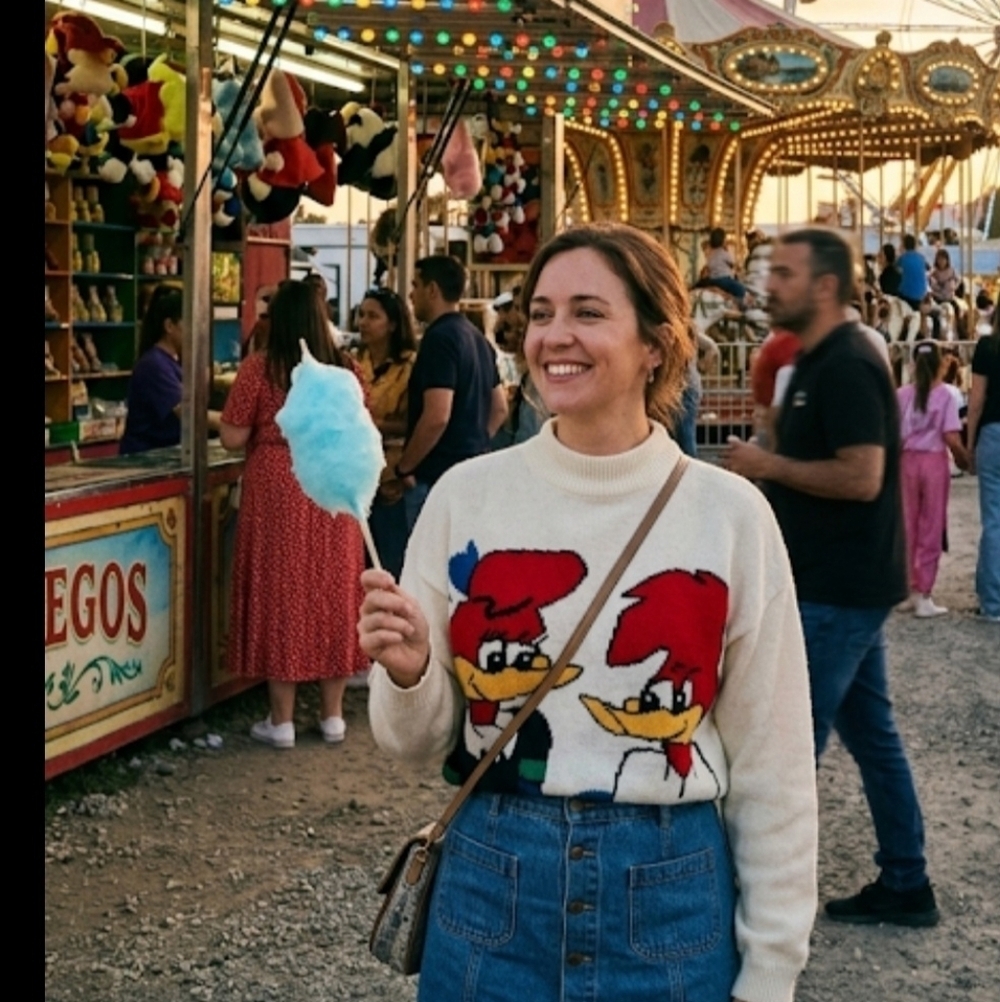 RARE Vtg 70s Walter Lantz WOODY WOODPECKER Turtleneck Sweater Medium
